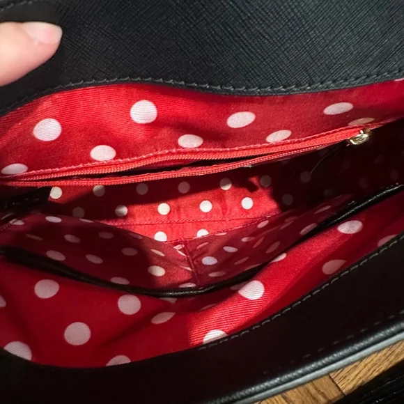 Disney Kate Spade New York Minnie Mouse Black Red Bow Leather Backpack - Picture 5 of 8